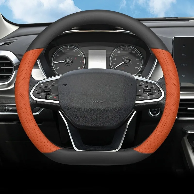 Leather Car Steering Wheel Covers for Geely Emgrand‌ GS Preface‌ Starray‌ Monjaro‌ Coolray‌ Okavango Galaxy M9 Geely Accessories