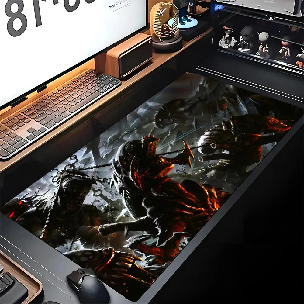 Predator Warrior Pattern Alien Mouse Pad Edge Big Gaming Locking Computer Gamer Large Rubber Art Keyboard Mousepad Laptop Desk M