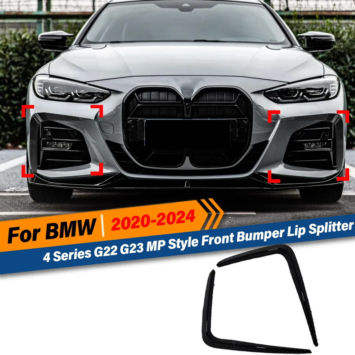 

For BMW 4 series G22 G23 G26 M Sport 2020 2021 2022 2023 2024 Front Bumper Fog Lamp Cover Air Vent Wind Knife Splitter BodyKits