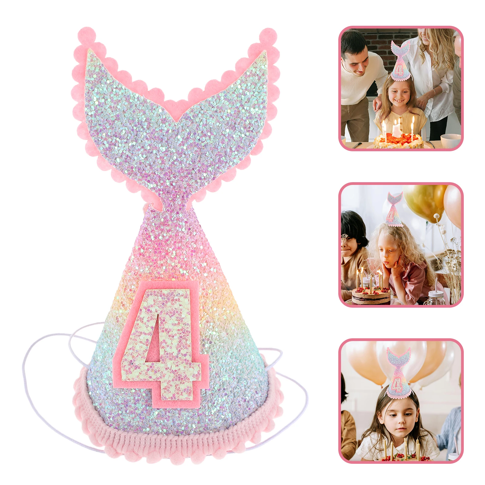 

Birthday Hat Kids Party Hats Mini Crown Cloth Headdress Girls Cap Child Lovely Toddler Glitter Crown