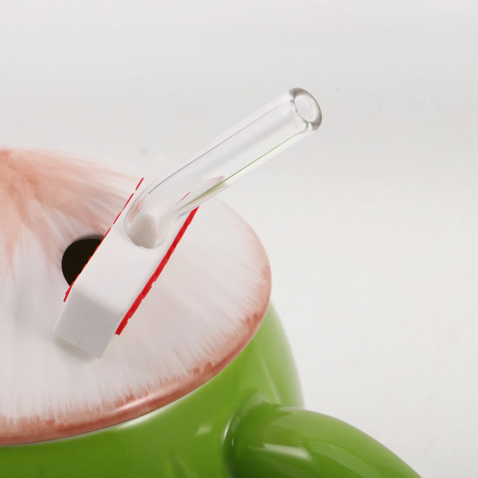 Novelty Hawaiian Coconut Shape Ceramic Mug Lid Straw Fun Cereal Snack Cocktail Pool Party Favor Tiki Luau Decoration Cute Women