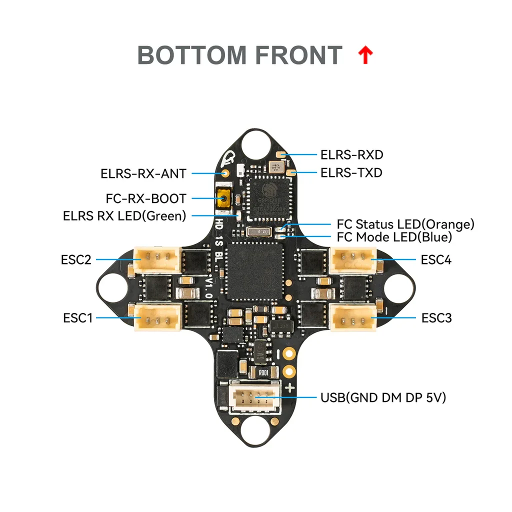 Betafpv Matrix 1S controlador de vuelo sin escobillas 3 en 1/4 en 1 HD Bwhoop ELRS 2,4 GHz para Meteor65 Pro O4 Meteor75 Pro O4 Quadcopter