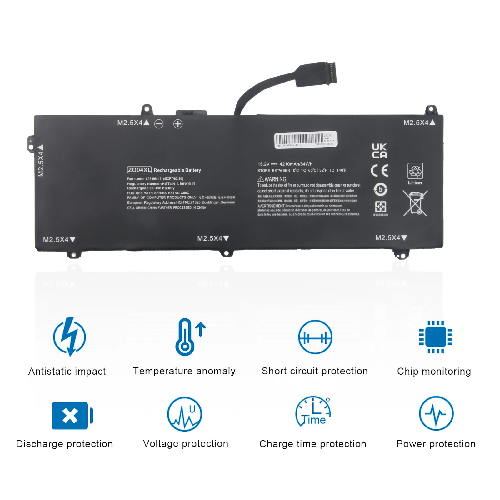 Oyomba ZO04XL ZO06 ZO06XL 808396-421 808450-001 808450-002 HSTNN-CS8C HSTNN-C88C HSTNN-LB6W  Dell Laptop Battery For HP ZBook