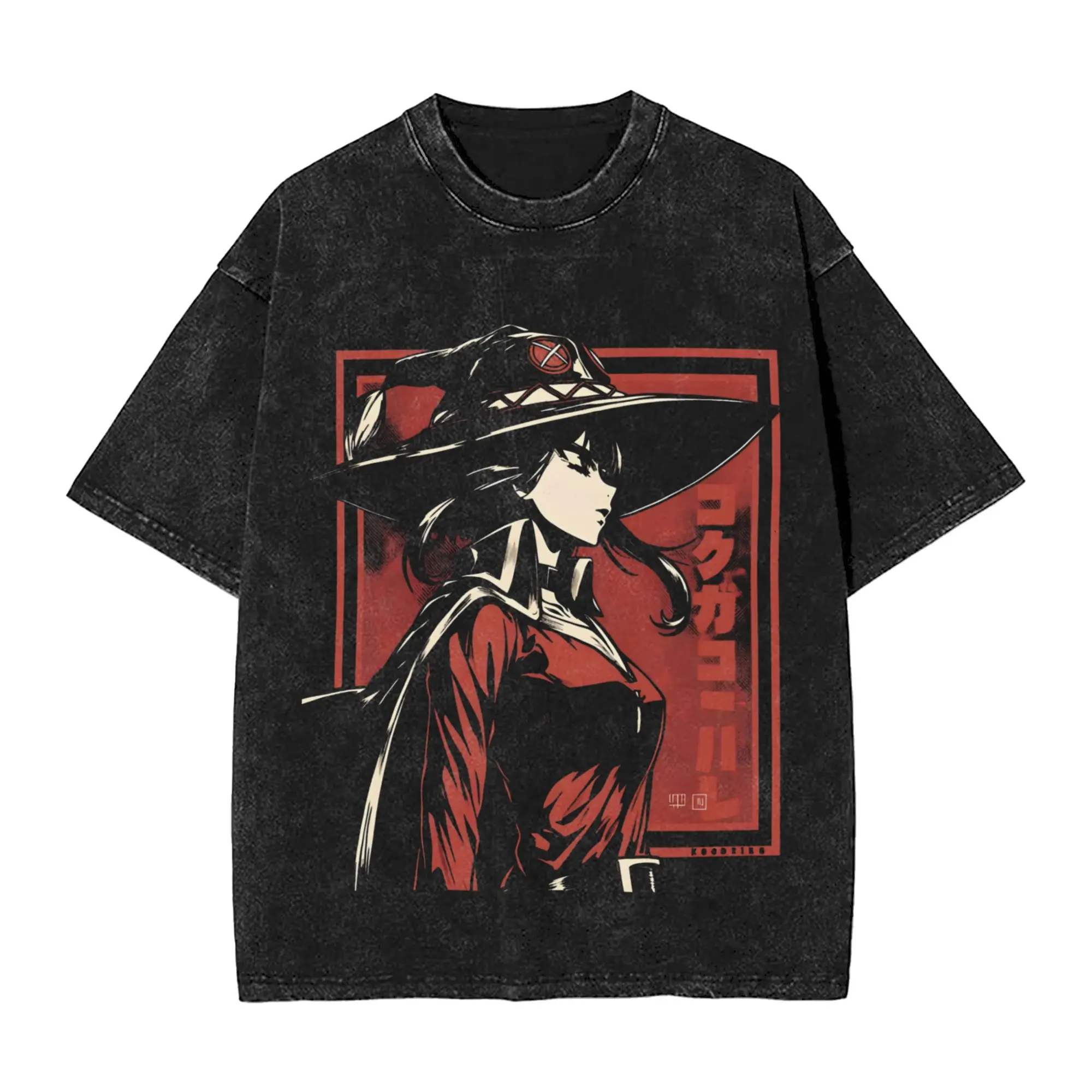 Oversized Washed T-Shirt Megumin KonoSuba  Simple T-Shirts  Trending Tshirt for Men Summer Y2K Classic Print Tops