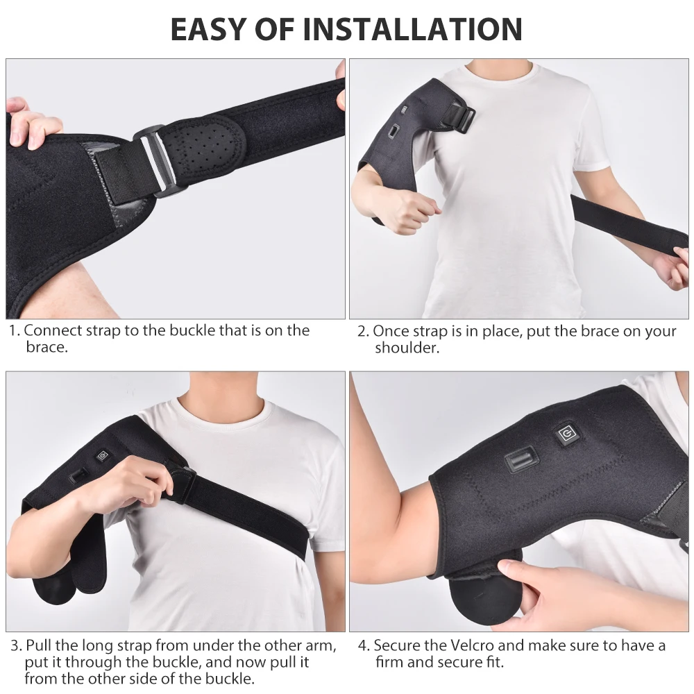 Heat Therapy Shoulder Brace Adjustable Shoulder Brace Support Heating Belt Heating Pad for Frozen Shoulder Bursitis Strain