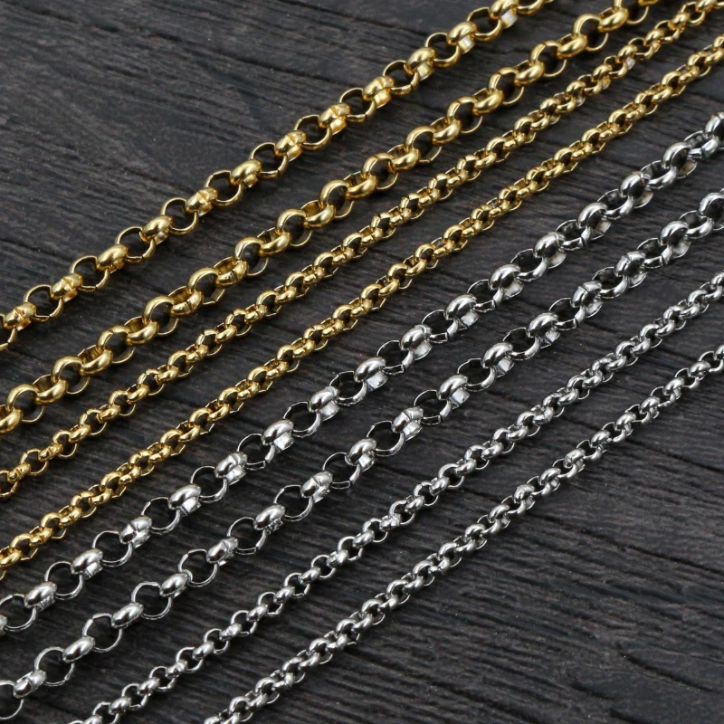 5 Meters Never Fade Stainless Steel Gold Plated BL O Style Necklace Chains For DIY Jewelry Findings Making Materials Handmade