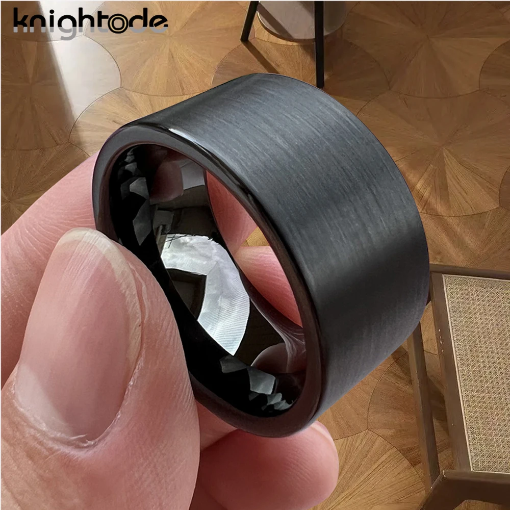 10mm 12mm Width Big Thumb Tungsten Carbide Rings Fashion Men Party  Ring Jewelry Flat Brushed Finish Comfort Fit