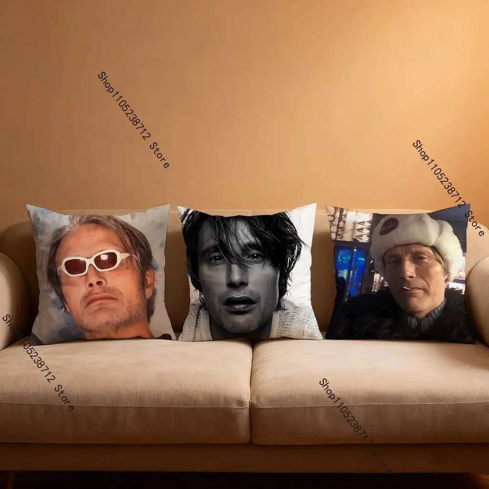 Funny M-Mads M-Mikkelsens Pillow Case Plush Pillow Cases Home Decoration Pillow Cover for Sofa Bed Chair Living Room