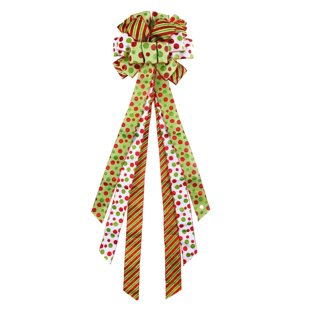 Decorative Bow for Christmas Tree Features Long Streamers and Charming Design Perfect Accent for Holiday Celebrations