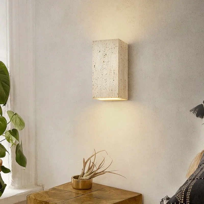 Yellow Cave Stone Retro Wall Lamps Bedroom Japanese Wabi Sabi Style Tea Zen Room Background Wall Decor Corridor Cafe Restaurants
