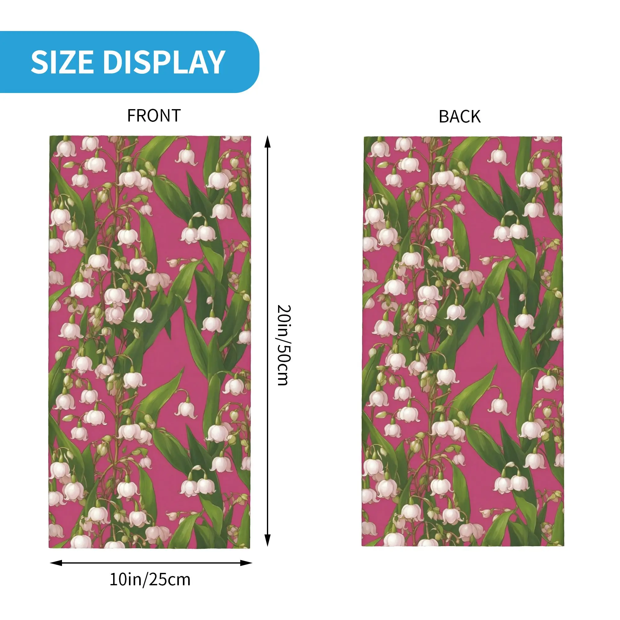 Floral Pattern Fuchsia Pink Lily of the Valley Flowers Bandana Neck Gaiter Printed Wrap Scarf Headband Cycling Unisex All Season