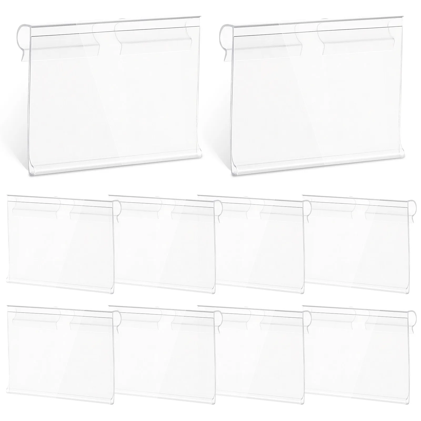 

60Pcs Transparent Shelf Labels Clip-on Reusable Plastic Sign Holders for Metal Wire Racks Pharmacy Retail Storage Bin