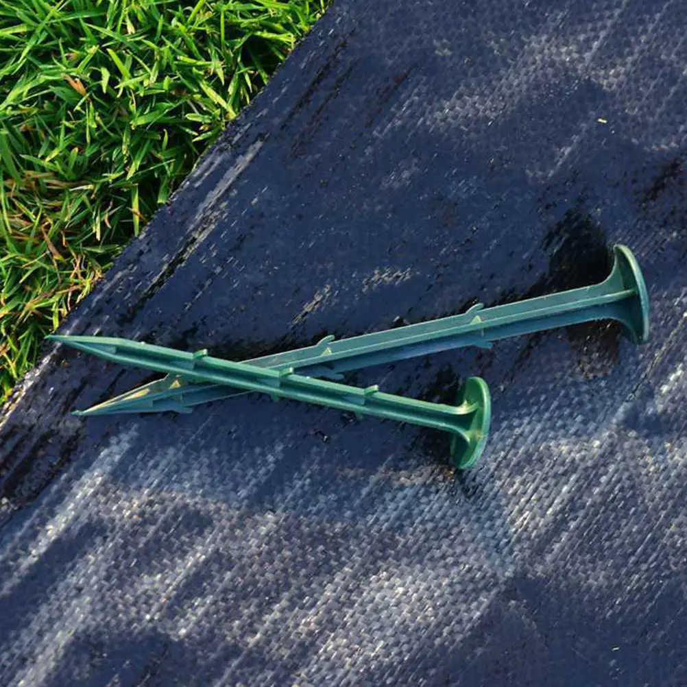 

100pcs Garden Ground Stakes Green Durable Plastic Plant Support Lawn Pegs For Camping Tent Fixing Outdoor Gardening Tool