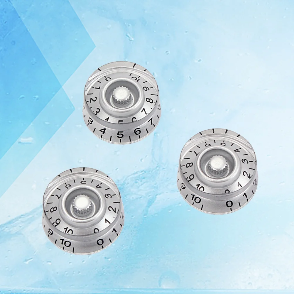 

3Pcs Big Round Silver Knobs Guitar Volume Tone Control for Electric Guitar Parts Replacement Knobs