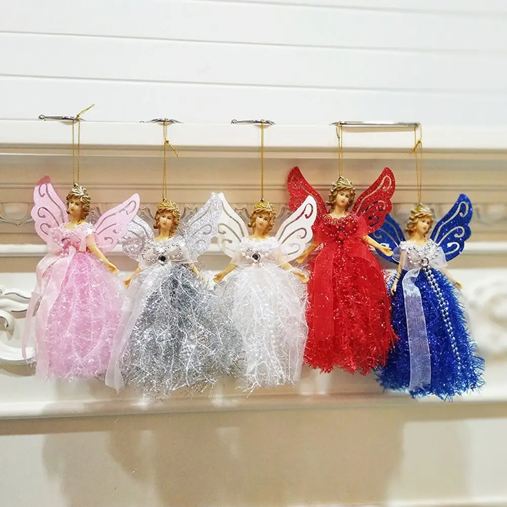 1PC White Christmas Angel Pendant Hanging Angels Ornaments Handmade Angel Doll Christmas Gifts For Indoor Xmas Tree Decor