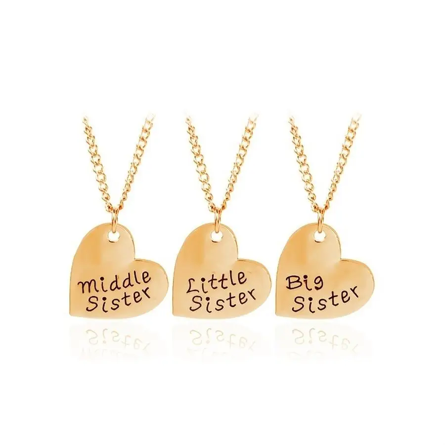 1/5/10/20/50/100pcs Heart Big Mid Lit Sis Necklace for Women Gift Funny Positive Mini Items For Moms Small Gift Item Milestone G