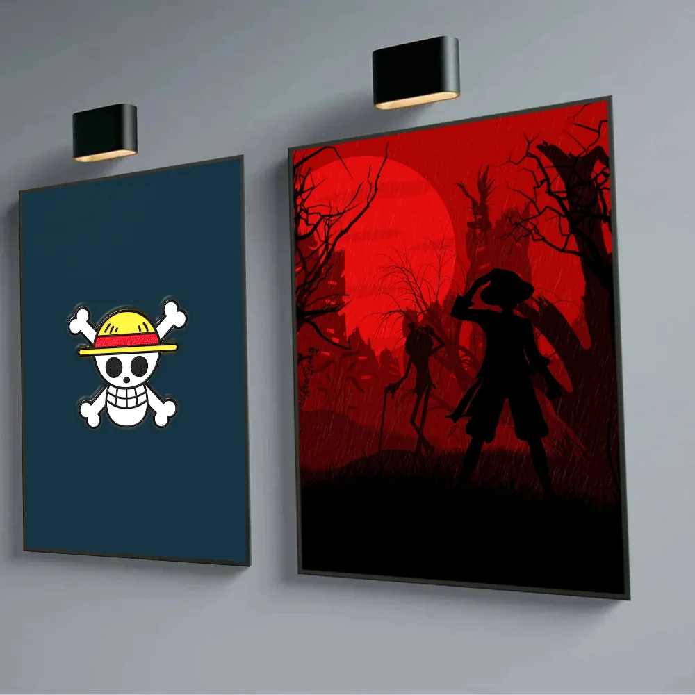 O-One Pieces Monkey D-Luffy Poster Sticky Wall Art Printing Waterproof Home Living Bed Room Garage Bar Aesthetic Decor