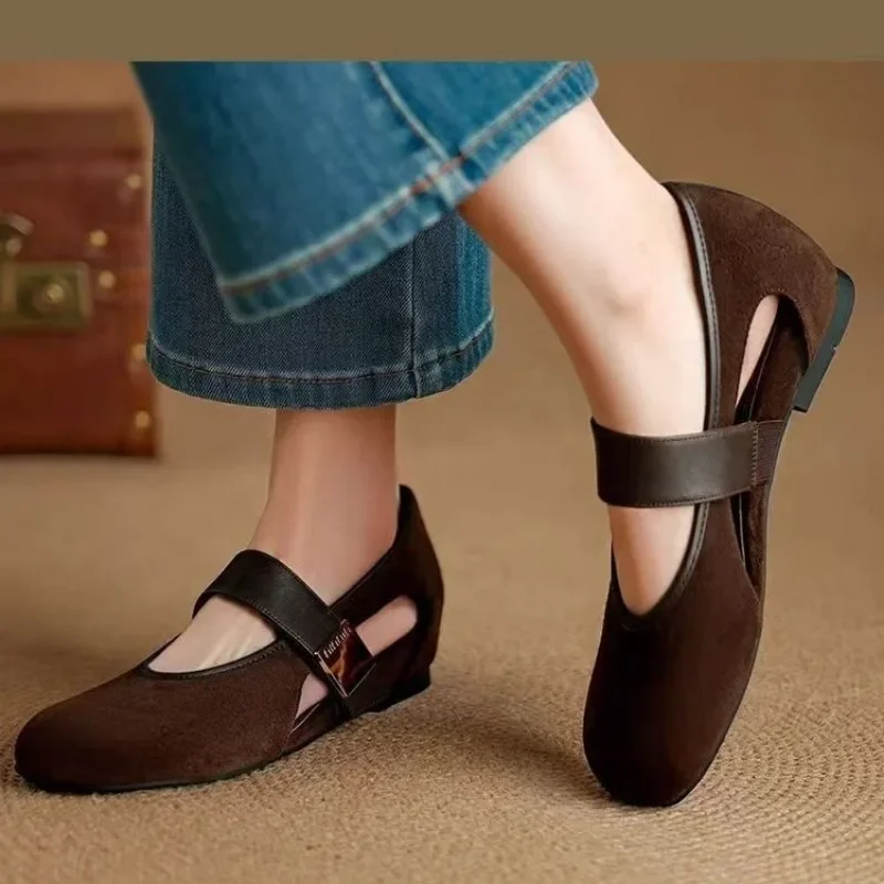 ‌ 2025 novo feminino retro mary jane apartamentos dedo do pé redondo fundo macio confortável sapatos casuais vintage-inspirado clássico para todos os dias
