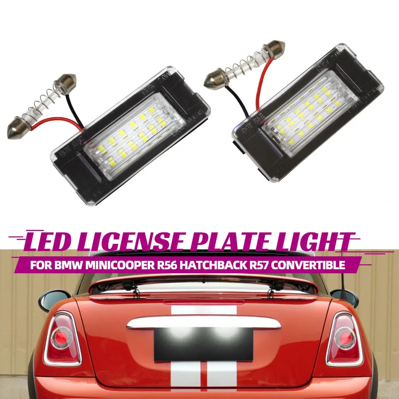 For Mini Cooper R56 R57 R58 R59 R50 R52 R53 LED License Plate Light 1PCS White Car Number Lamp Error Free
