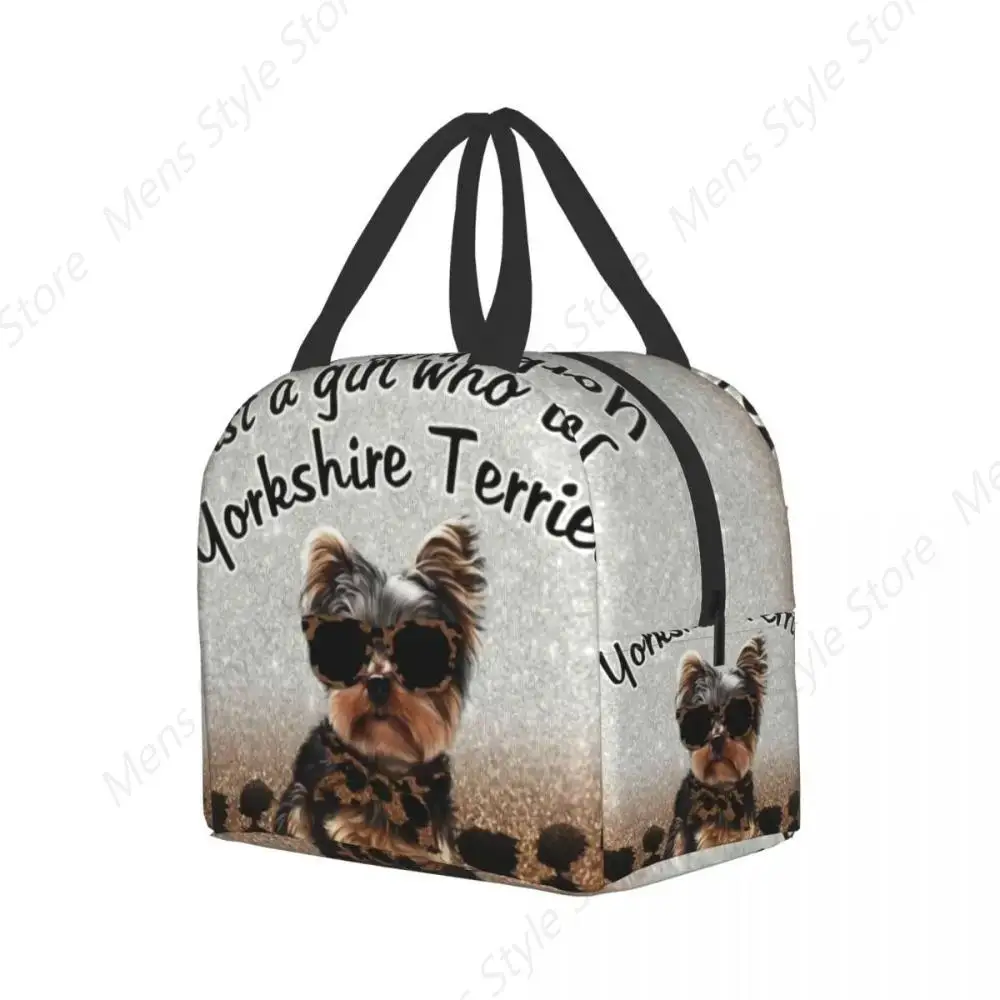 Just A Girl Who Loves Yorkies Thermal Insulated Lunch Bag Yorkshire Terrier Resuable Lunch Container Multifunction Food Box