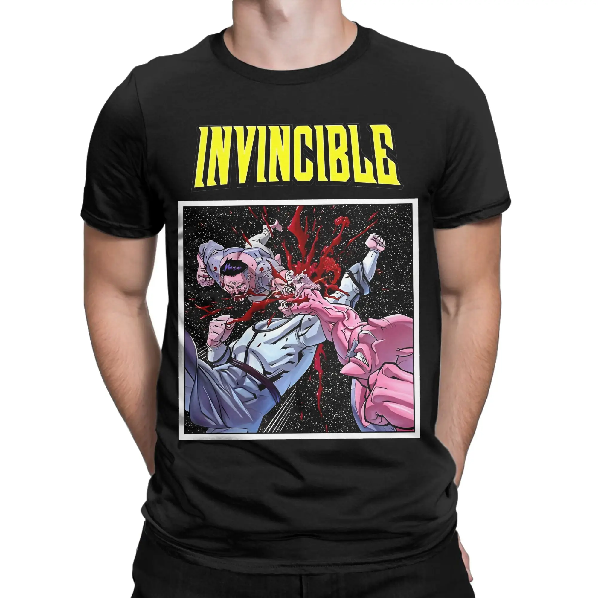 Футболка Priting Invincible Allen The Alien And Omni Man, мужская футболка с круглым вырезом и короткими рукавами, хлопковая летняя футболка