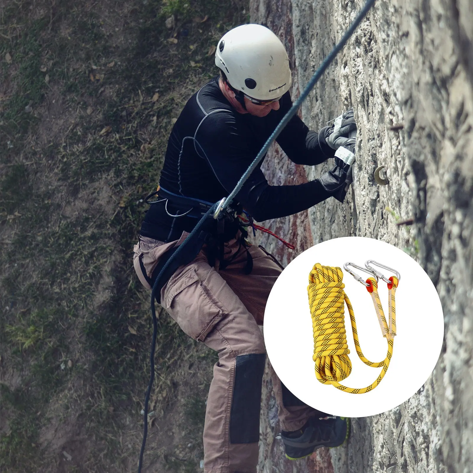 10M Heavy Duty Climbing Rope Polyester Material Excellent Tensile Strength Wear Resistance Ideal for Mountaineering Hiking