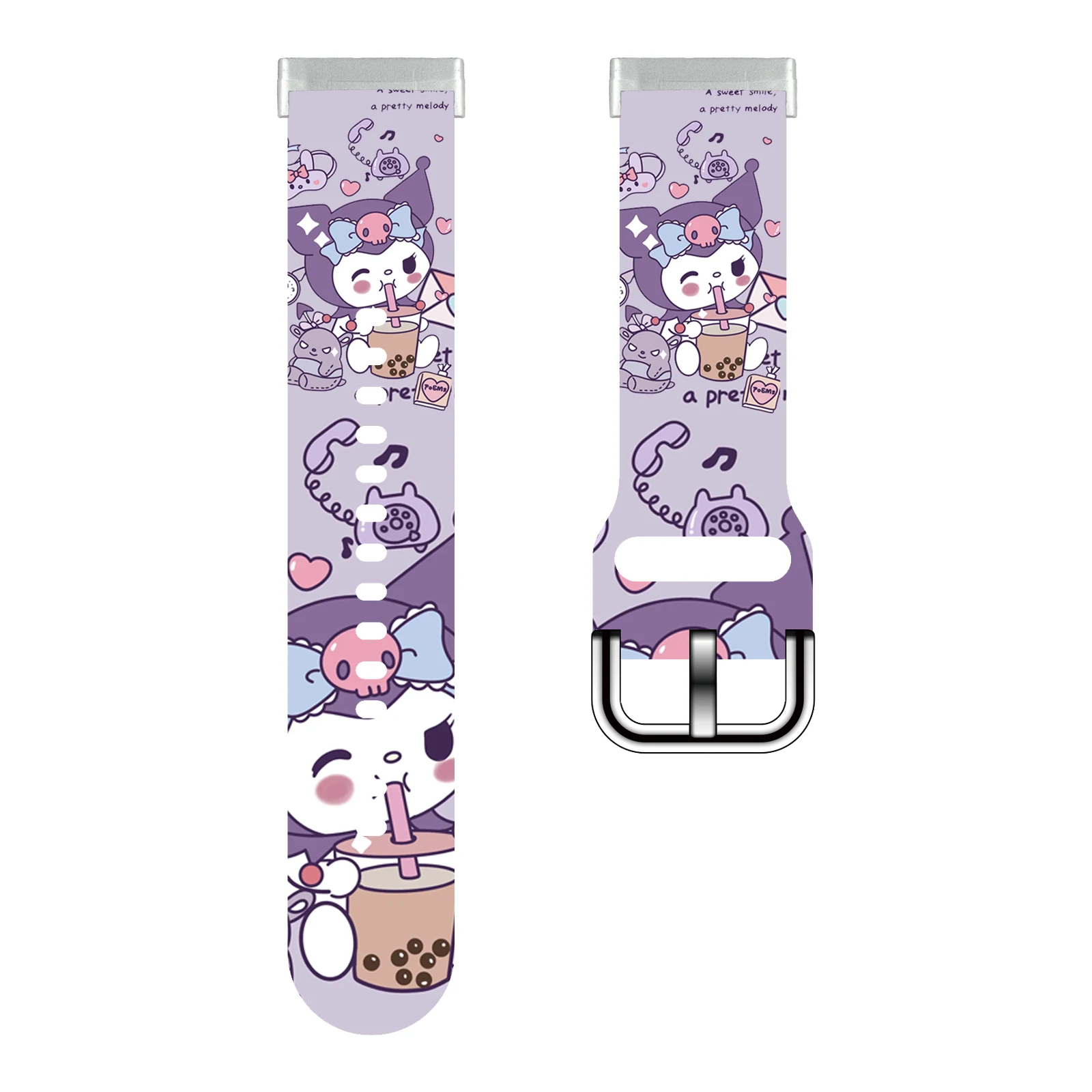 

SANRIO Series Kuromi Print Watch Band for Fitbit Sense 2/1 Watchband Replaceable Bracelet for Versa 3/4 for Women as a Gift