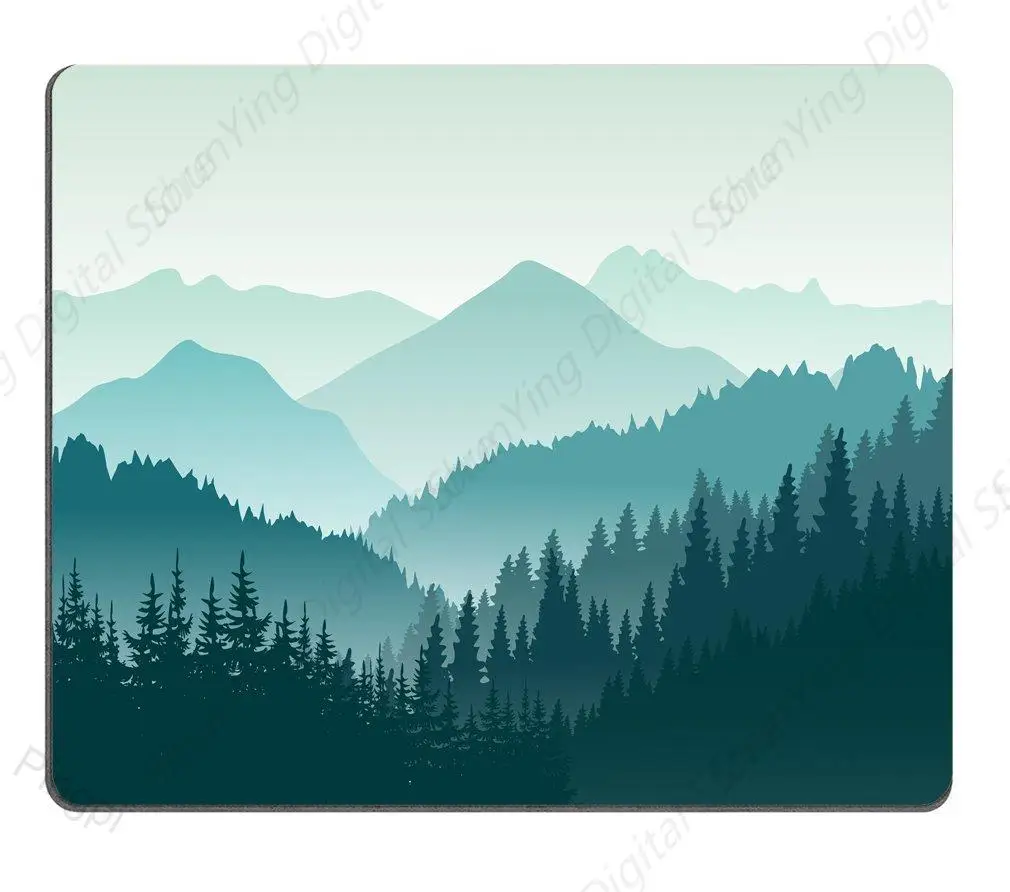 Computer Game Mouse Pad With Beautiful Green Mountain Scenery Anti Slip Rubber Durable Mouse Pad 18*22cm