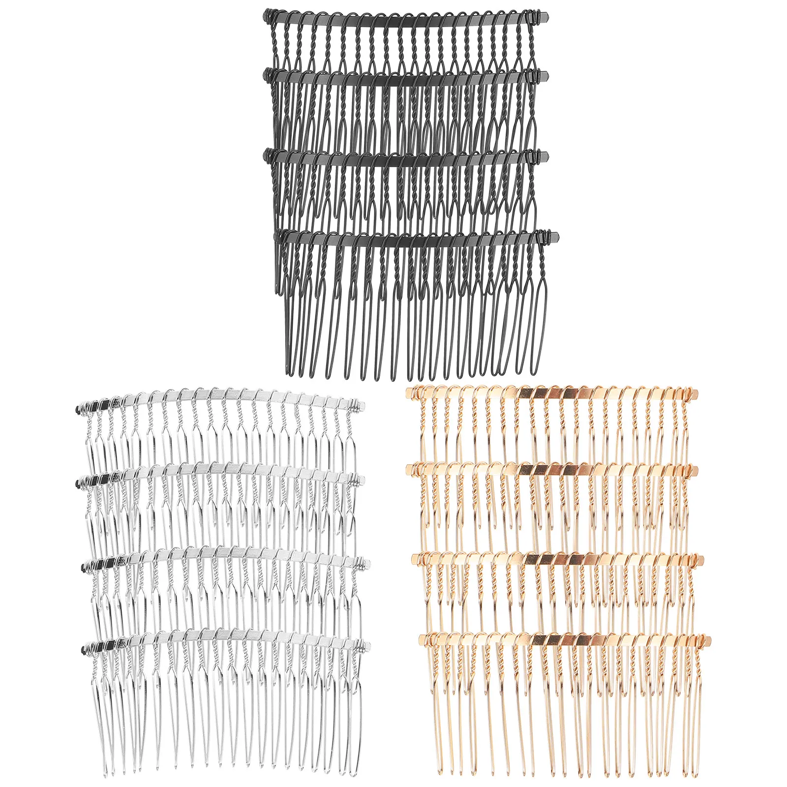 

12Pcs Women Hair Comb Set 20 Teeth Loop Slide Clip for Bridal Wedding Prom Party Elegant Styling