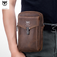 Bullcaptain Genuine Leather Men Waist Pack Vintage Travel Belt Small Shoulder Crossbody Bags For Male Phone Clutch Wallet JYB075