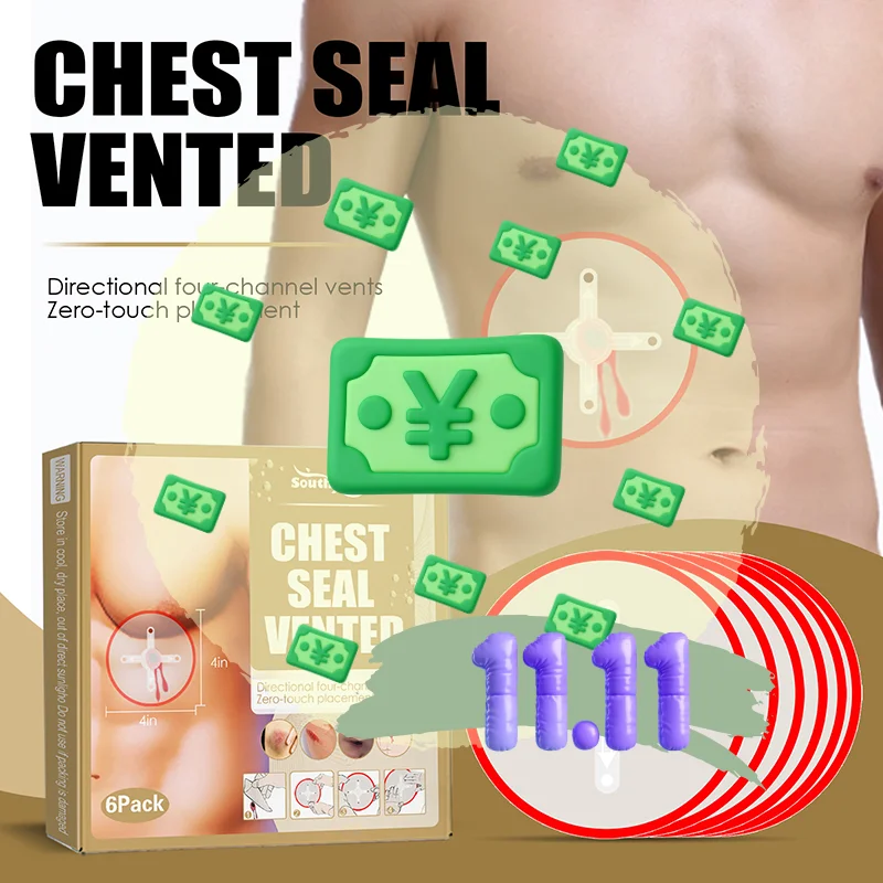 6 قطعة ختم الصدر سريع مفيد الجرح ضمادة الطوارئ الإسعافات الأولية الملحقات مع لوازم عدة الصدمات تنفيس #1