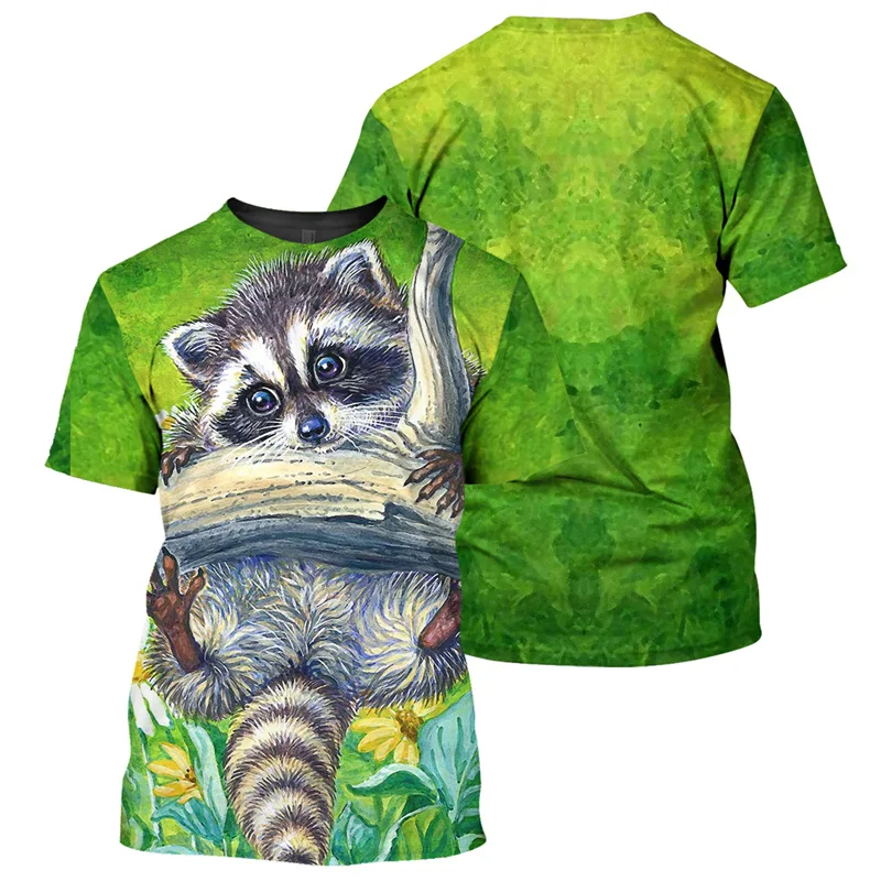 

New 3D Cute Animals Cat Raccoon Gorilla Printed T Shirt For Men Kid Fashion Funny Cool Tee Shirts Summer Unisex Harajuku Top Tee