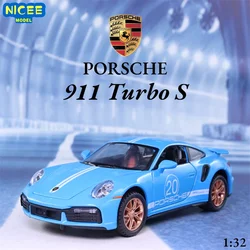 1:32 Porsche 911 Turbo S Diecast Car Metal Alloy Model Car Pull Back Toys For Boys Birthday Toys Car Collection E197