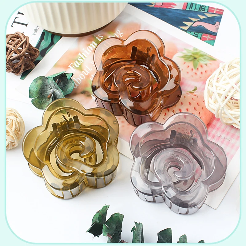 Korea And Japan Fashion Bright Side 5.5CM Cloud Grip Transparent Hollowed-Out Grip Grip Flower Hair Wrap Anti Slip Hair Grip