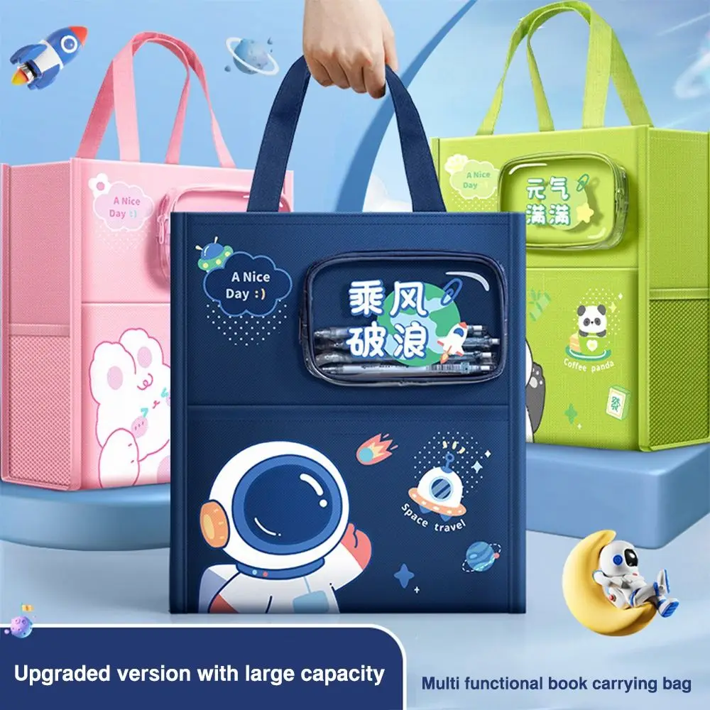 Cartoon 3/5-Layer Large-capacity Students Tote School Bag Portable Tutorial Bag A4 File Bag Canvas Art Bag Learning Supplies