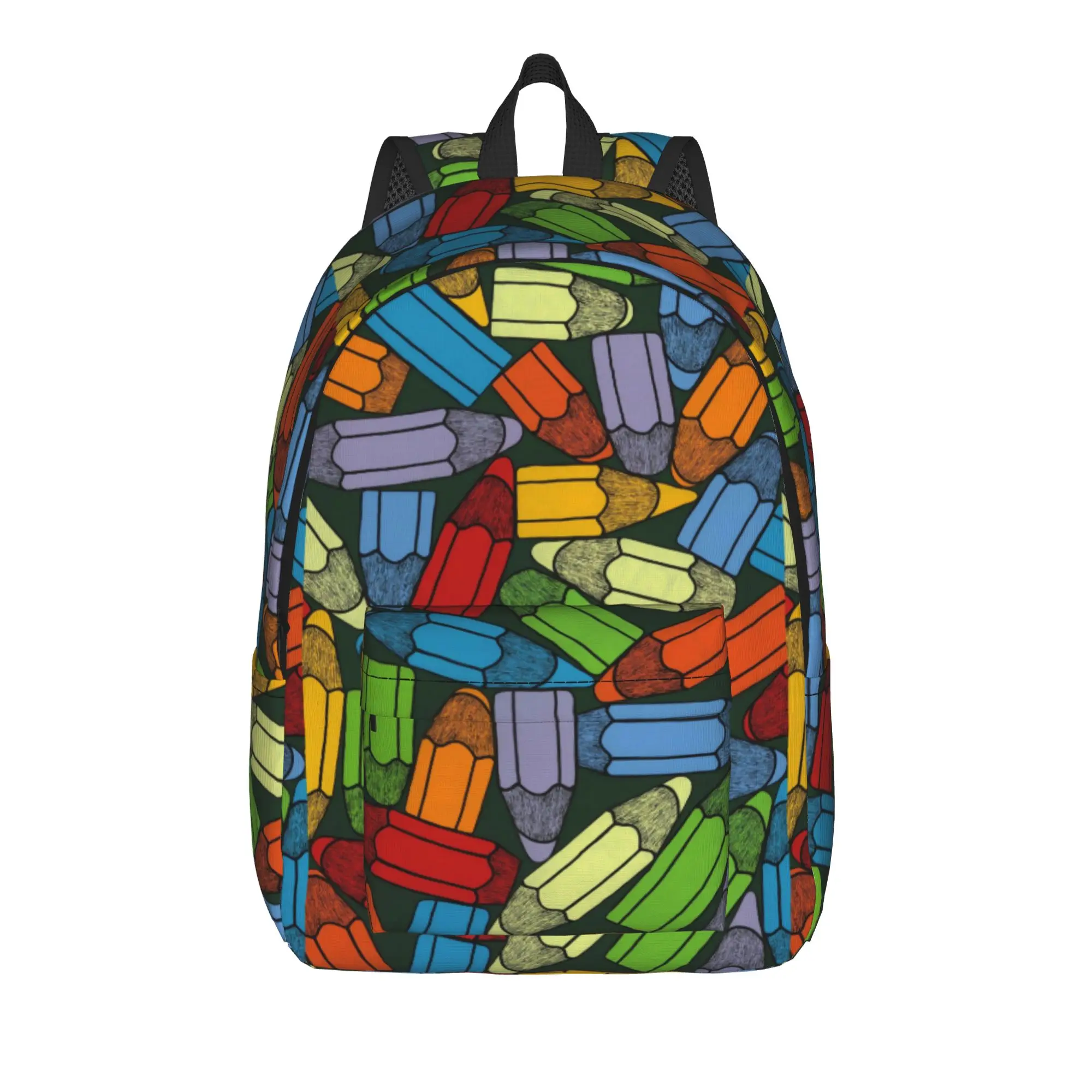 Candy Color Block Art Backpack  Youth Polyester Outdoor Backpacks Print Modern School Bags Rucksack