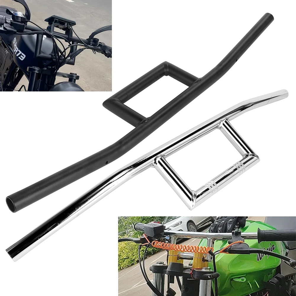 Retro Universal Motorcycle 22mm 25mm Drag Handlebar Steering Wheel Motocross Handle Bar Black/ Chrome For Yamaha Harley