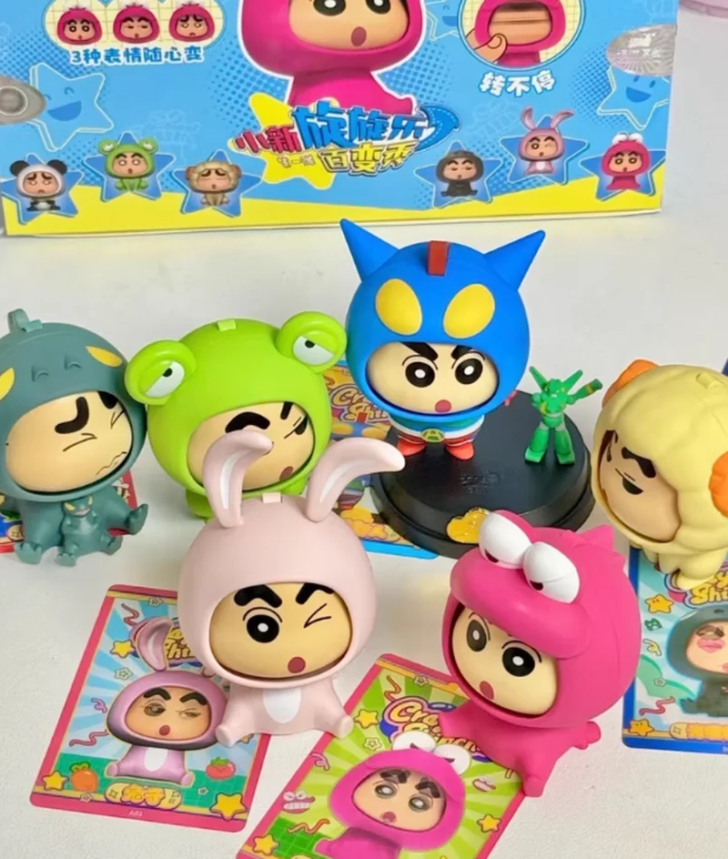 

Kayou Crayon Shin-chan Spin Fun Transforming Show Официальная периферийная фигурка Кукла, меняющая лицо, игрушка ручной работы, слепая коробка