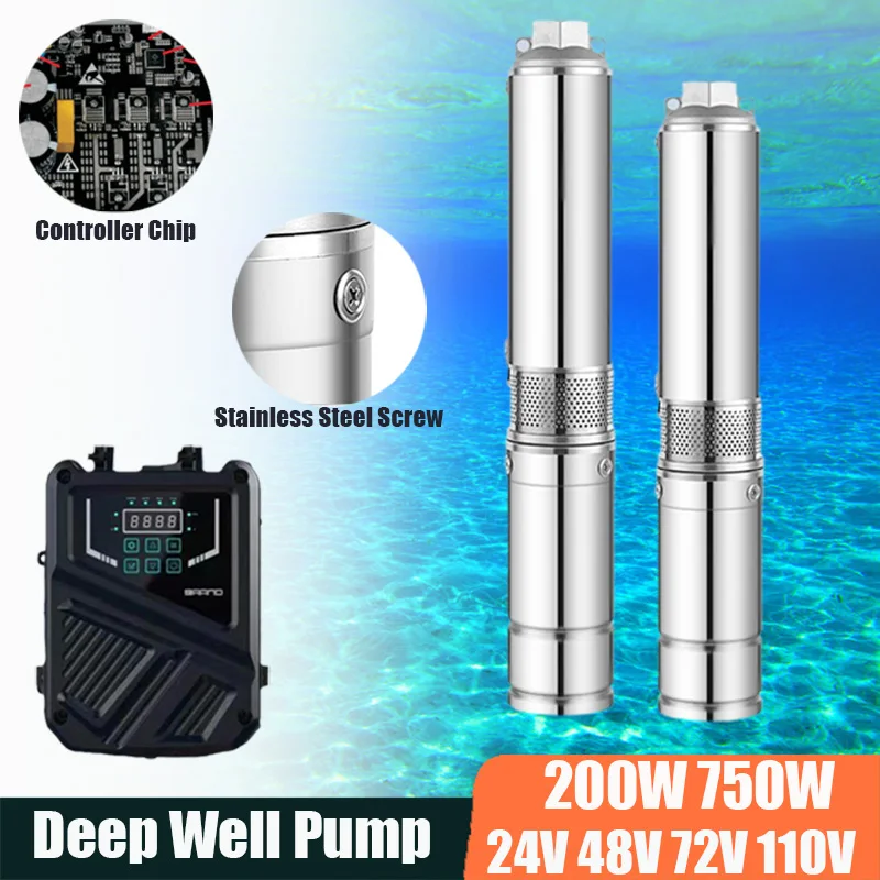 1.25inch outlet 750W 1100W 1500W Solar Water Pump Deep Well Pump Submersible Pump DC 48V 72V 11V Farm Agricultural Irrigation