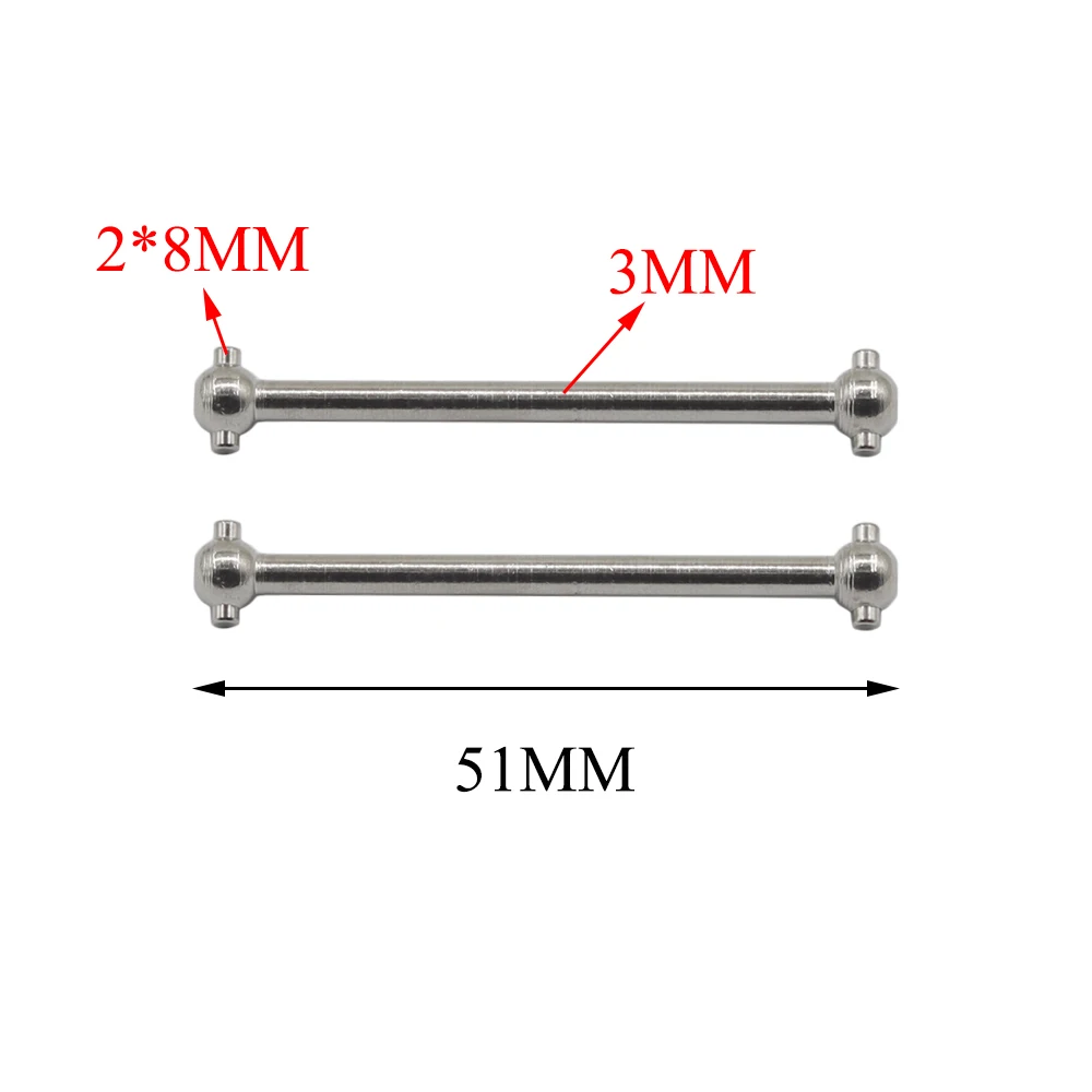 4Pcs Stainless Steel Dogbone 51MM for WLtoys A979 A949 A959 A969 K929 Himoto E18 Spino HSP 1:18 RC Car Upgrade Parts