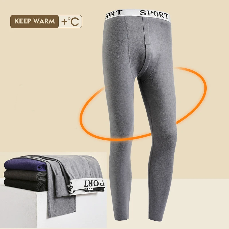 Men's Thermal Underwear Winter Thermal Pants For Men Fashion Slim Thick Fleece Leggings Comfortable Tights Warm House Clothes