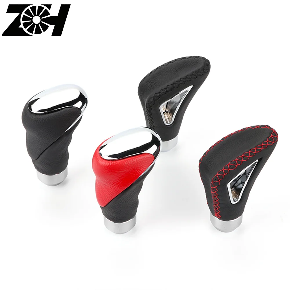 Car AT MT Leather Gear Shift Knob Lever Adapter Manual Shifter Accessories Fit For Honda Toyota Nissan Mitsubishi Ford