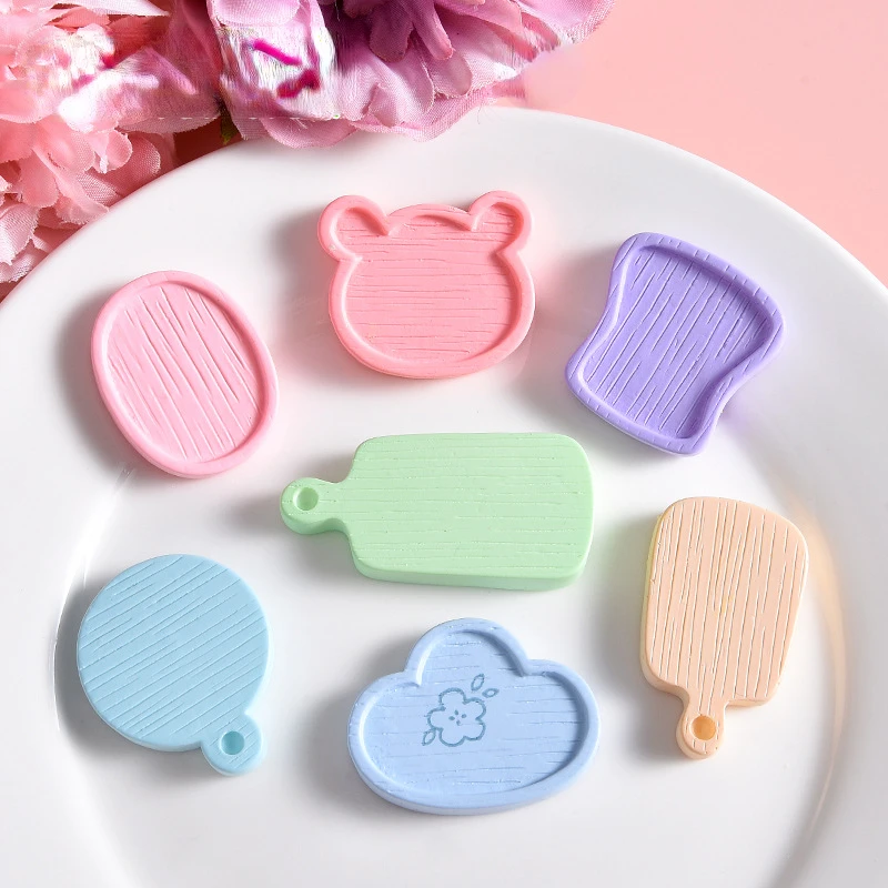 5pcs Colorful Mini Tray Food Plate Tableware Miniature DollHouse Kitchen Furniture Craft DIY Phone Case Jewelry Accessories