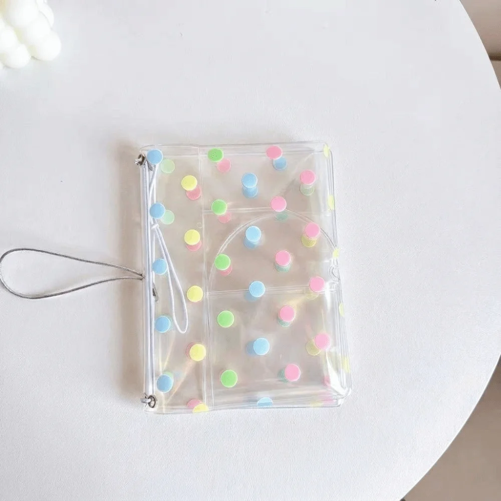 Polka Dot Print Transparent Passport Cover Durable Waterproof Clear Passport Holder Cover ID Window Elastic Band Design