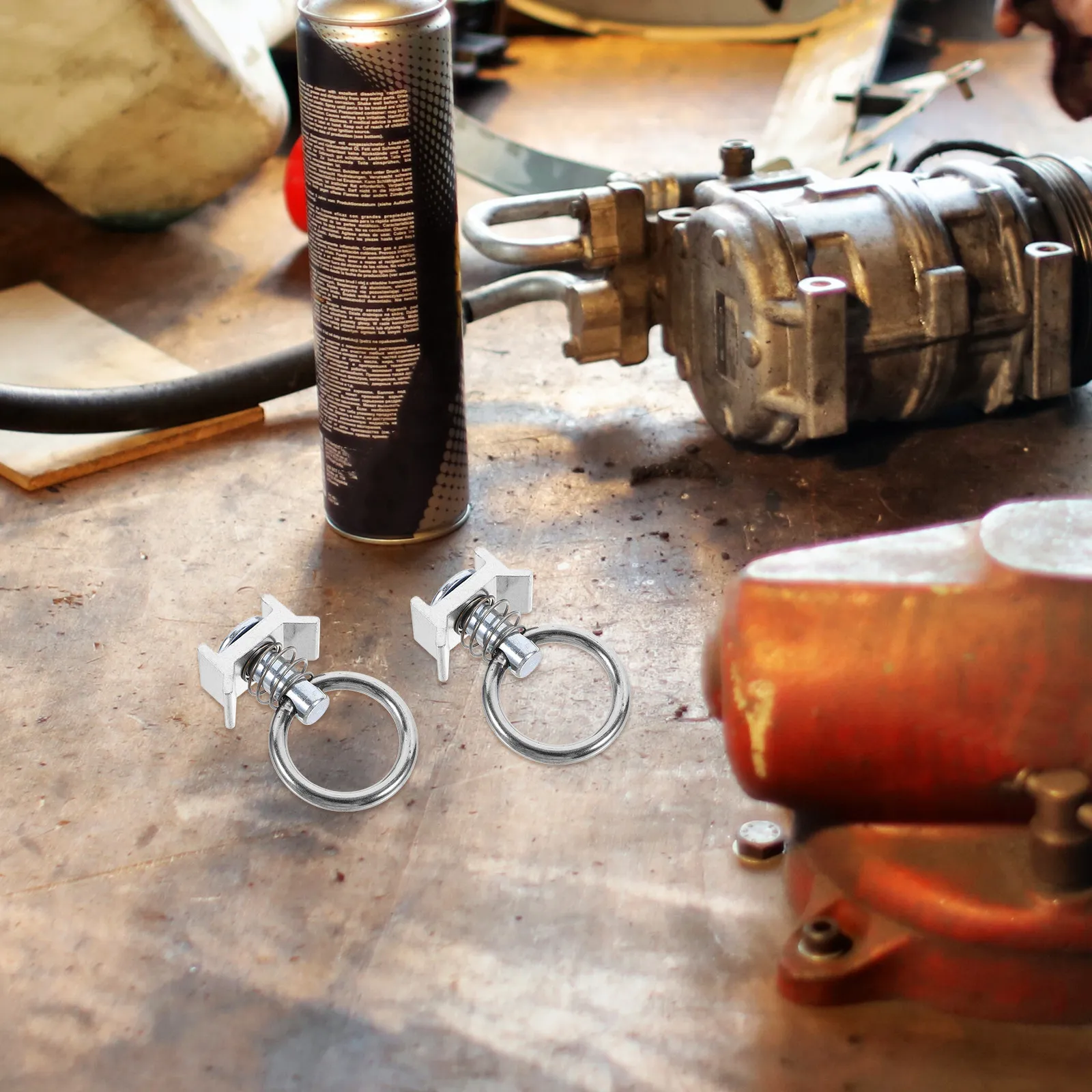 

10pcs Silver Stud Track Joint O-ring Spring System Steel Single Stud Fitting Truck Bed Steel Round Ring Fittings