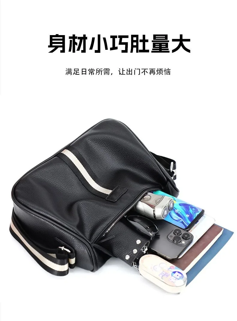 Modische Gestreifte Umhängetasche für Herren Luxuriöse Weiche Leder-Umhängetaschen Handtasche Markendesign Schultertasche Männliche Umhängetasche – Detail 11