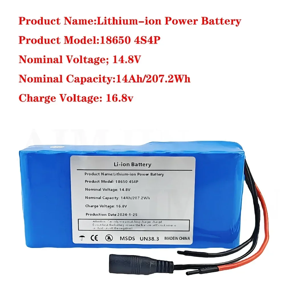 14.8v 14000mah 4s4p bateria de lítio 18650 para led noite pesca lâmpada aquecedor mineiro lâmpada amplificador célula,