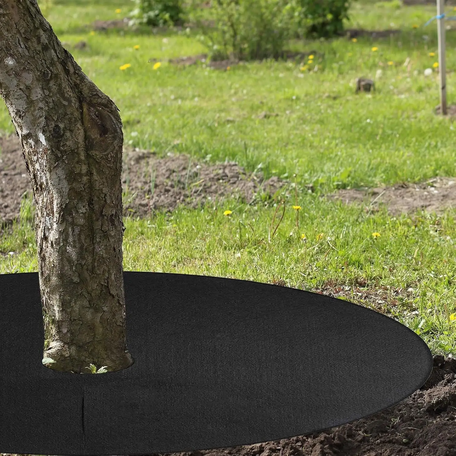 32.2 Inch Non-Woven Tree Mulch Ring Thickened Tree Protector Mat with 12 Staples Stakes Reusable Anti Grass    Weed Barr - view 6