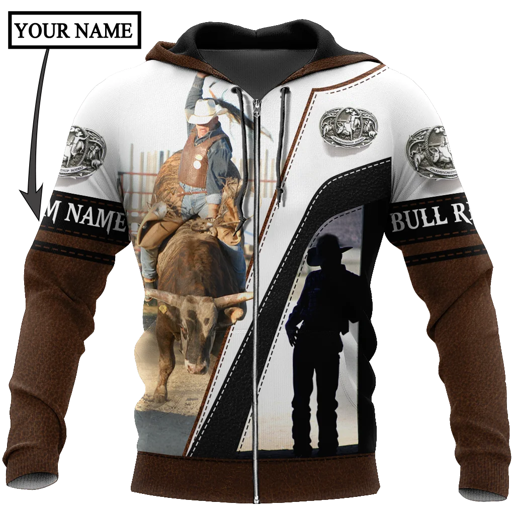 Personalized Name Bull Riding 3D All Over Printed Men Hoodie Unisex Hooded sweatshirt Streetwear Casual zipper hoodies DK438