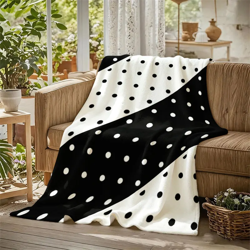 Diagonal Polka Dots Flannel Blanket Warm Soft Halloween Christmas Decorative Couch Warm Cozy All-Season Gift